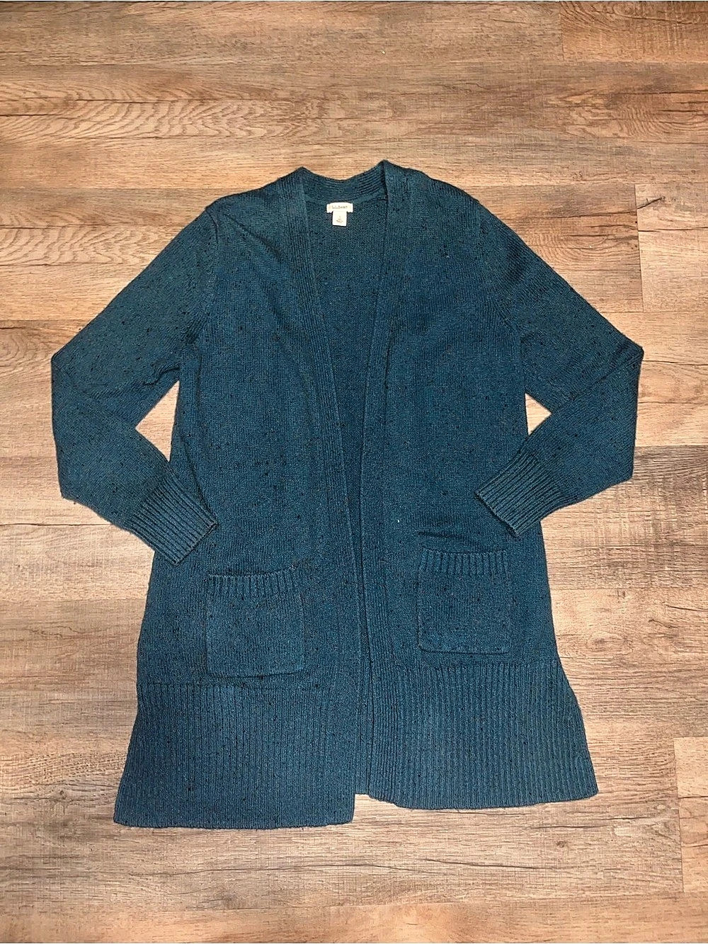 L.L.Bean Cotton & Wool Knit Cardigan in Blue Size Small